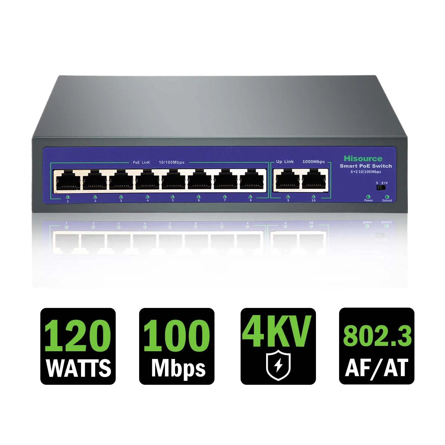 Switch PoE Gigabit 8 Puertos 120W - VLAN
