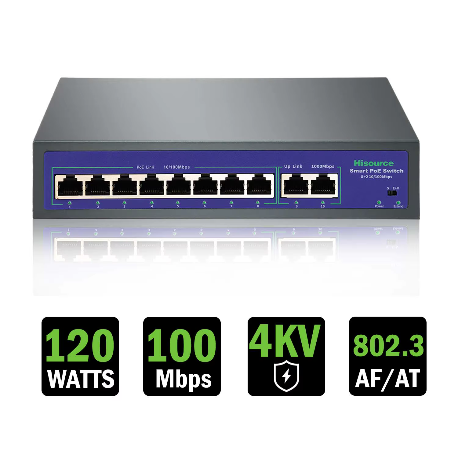 Switch PoE Gigabit 8 Puertos 120W - VLAN