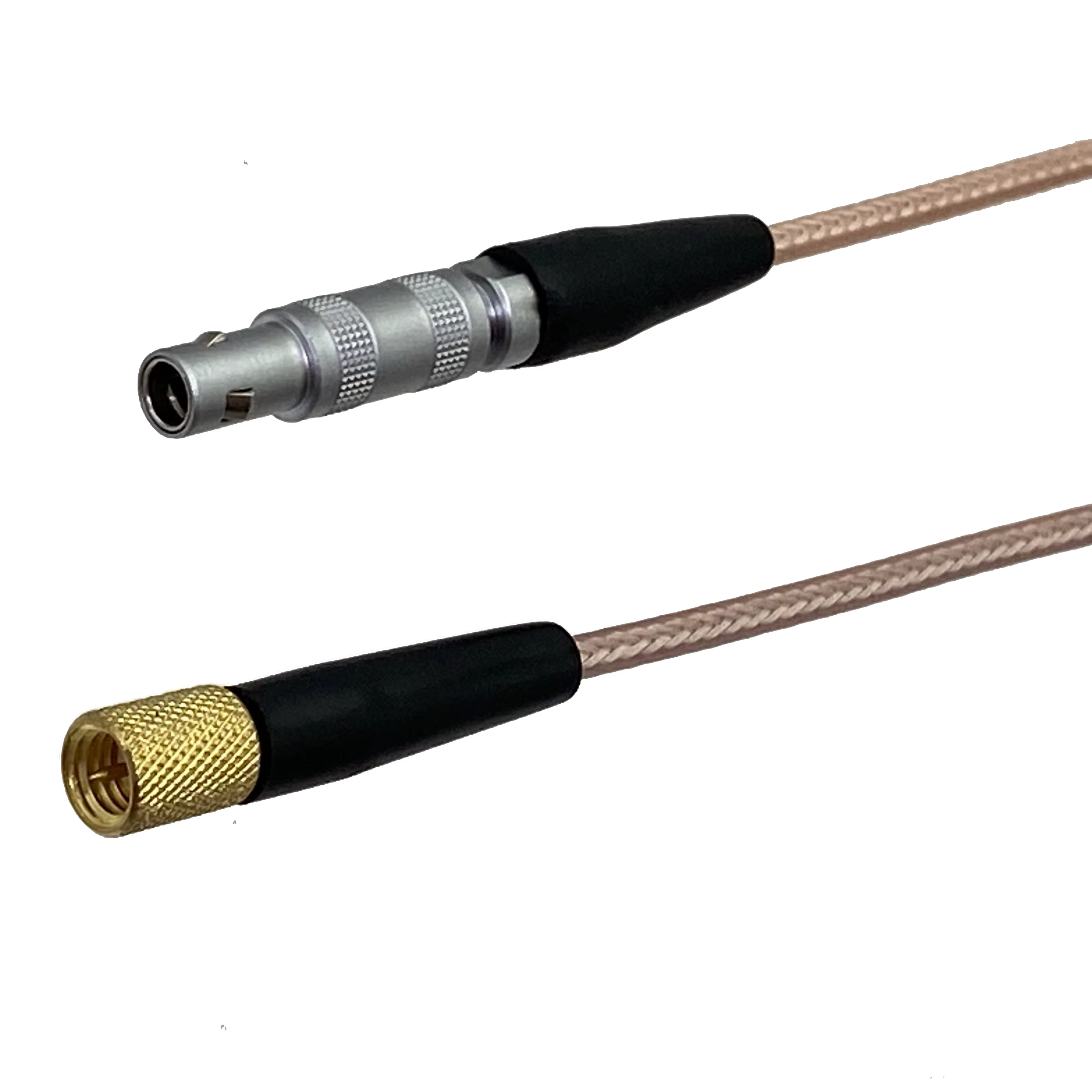 Detalle del conector macho Microdot M5-L5 mostrando roscado preciso