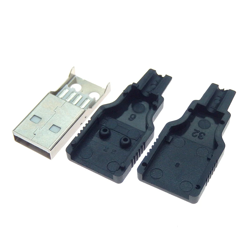 Conectores USB Type-A macho 4 pines funda negra 2,0