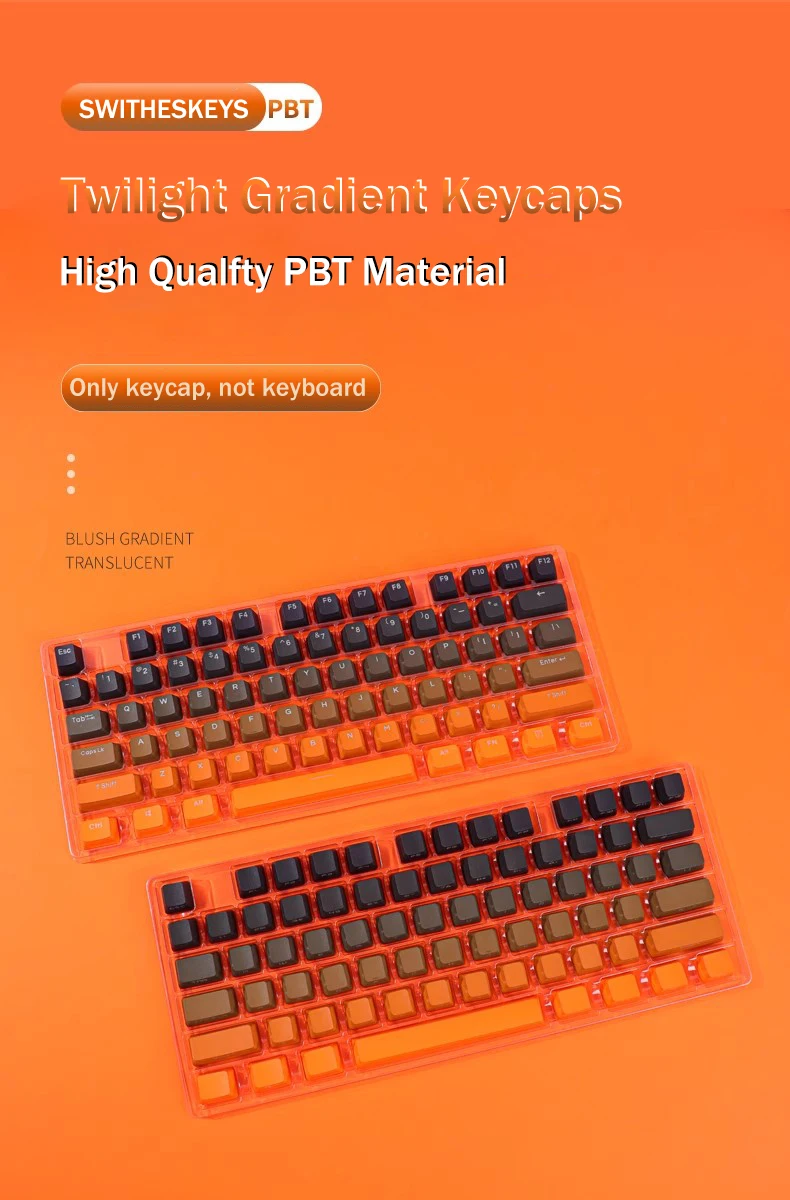 Keycaps PBT perfil OEM con gradiente crepúsculo