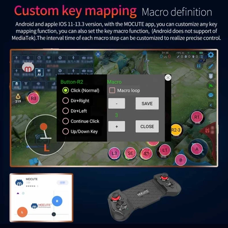 Mando Bluetooth para móvil iPhone y Android con gatillos PUBG - imagen 4