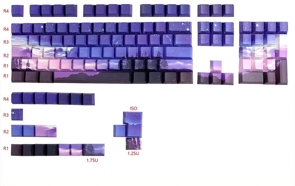 Teclas Dawn en diferentes ángulos