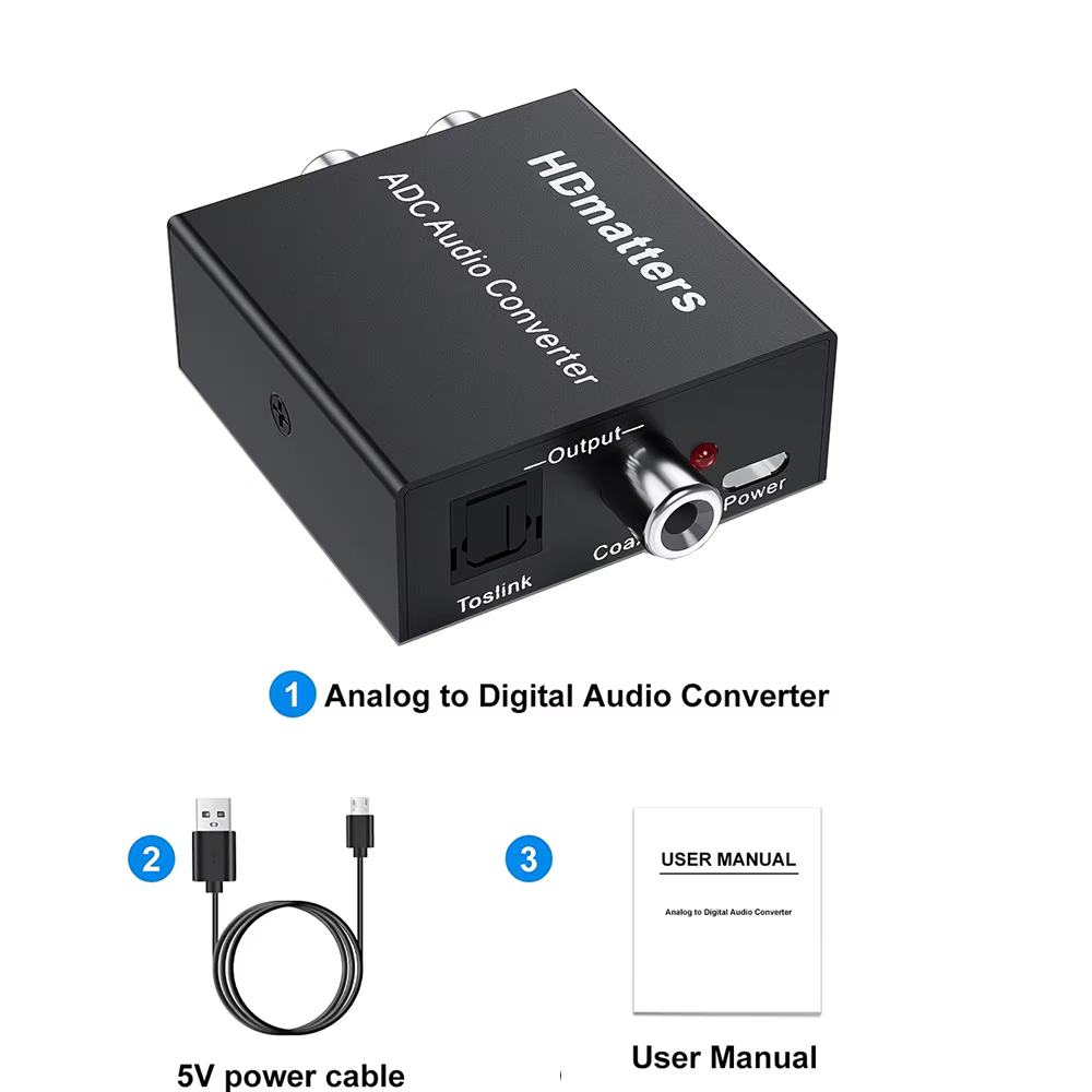 Convertidor Audio Analógico a Digital RCA/3,5 mm a Toslink Coaxial - imagen 5
