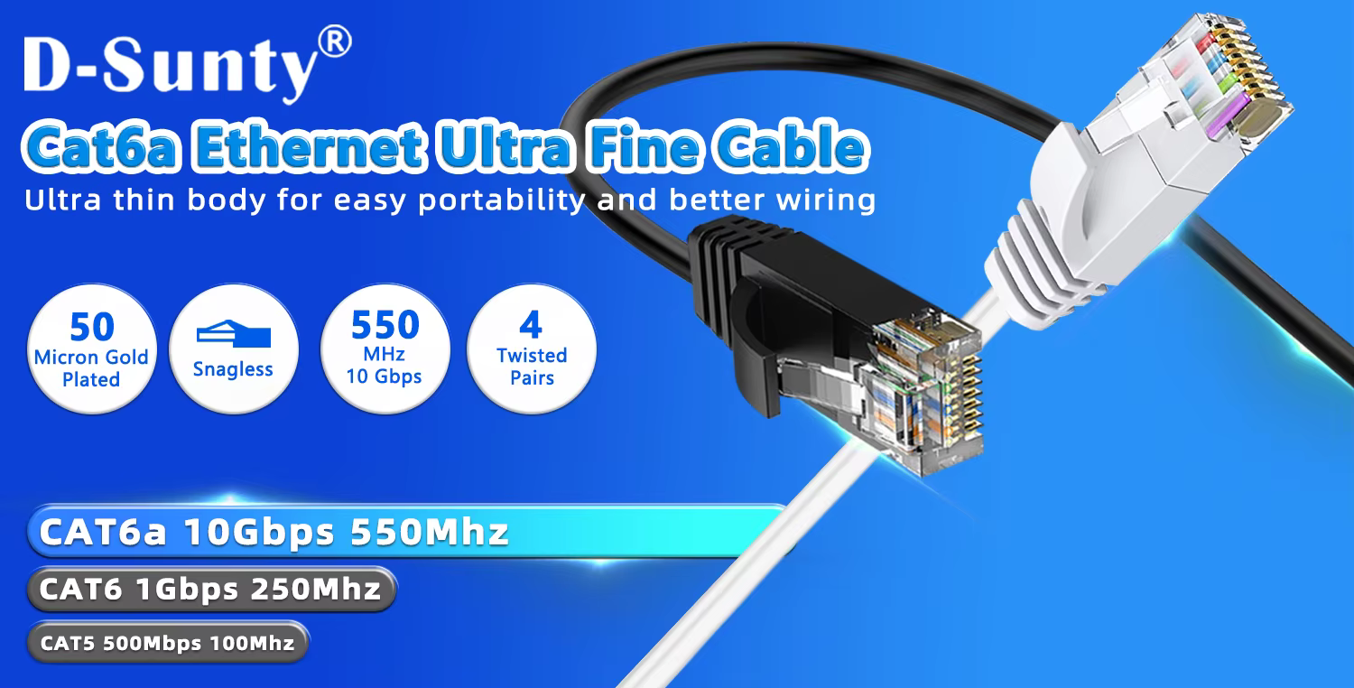 Cable Ethernet delgado D-Sunty Cat6A
