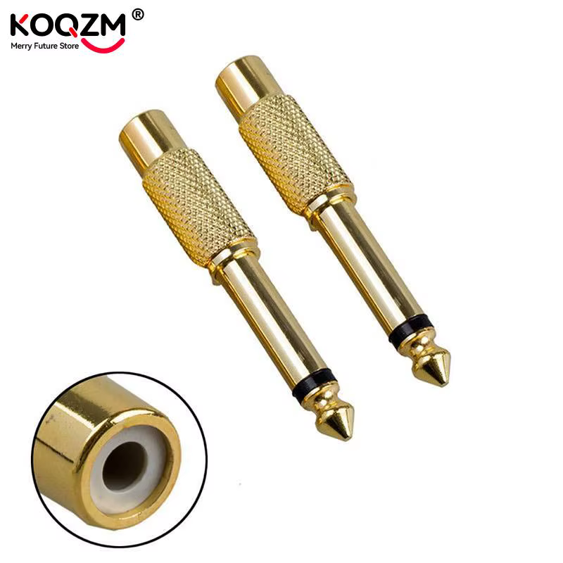 Adaptador Jack 6,35 mm Mono a RCA Hembra Chapado en Oro
