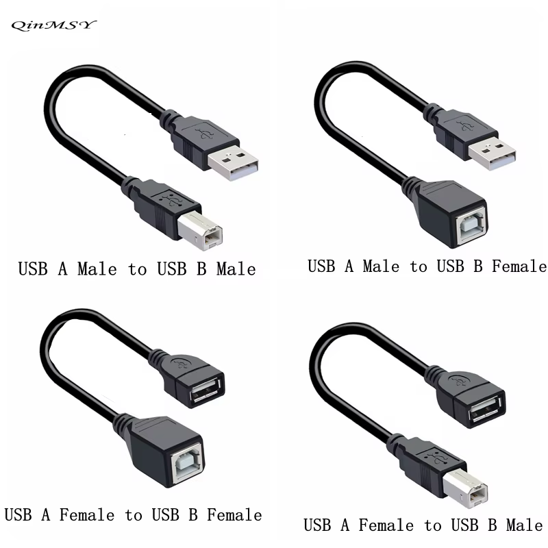 Cable USB A hembra a B macho de 30 cm en uso con impresora