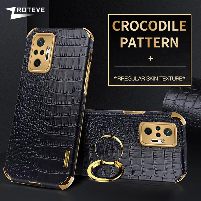 ZROTEVE Funda Redmi Note 10 Pro con anillo y efecto piel de cocodrilo