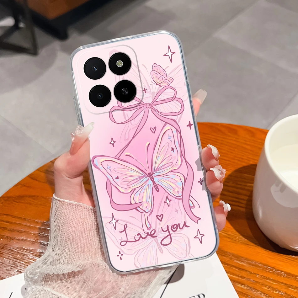 Funda transparente con flores para Honor X5B Plus