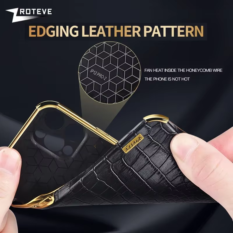 Funda Soporte Anillo Cuero Cocodrilo para iPhone 16 Pro Max y Más - imagen 4