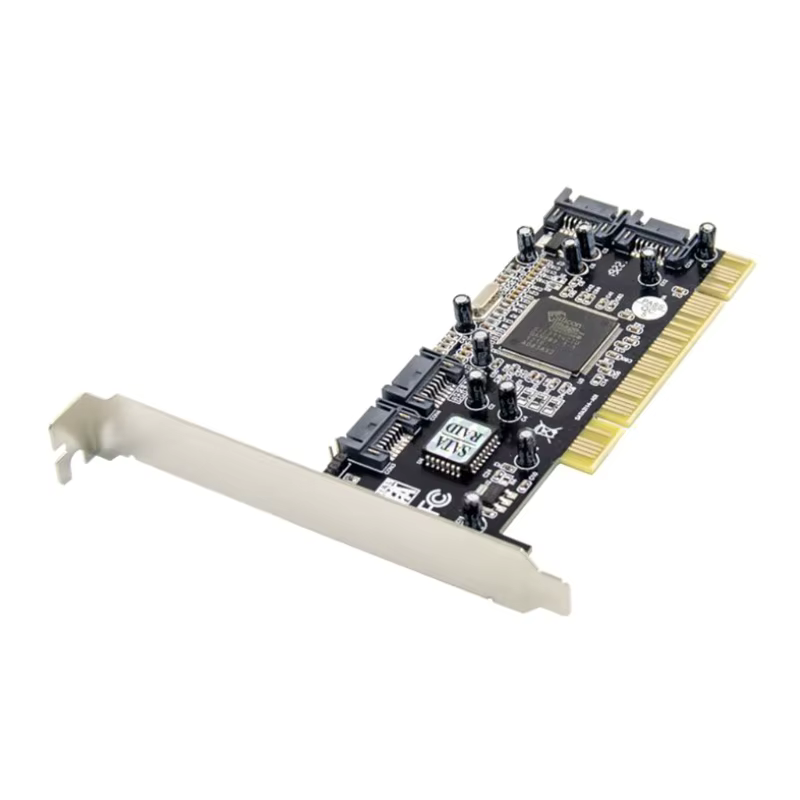 Tarjeta controladora RAID PCI a SATA de 4 puertos vista frontal