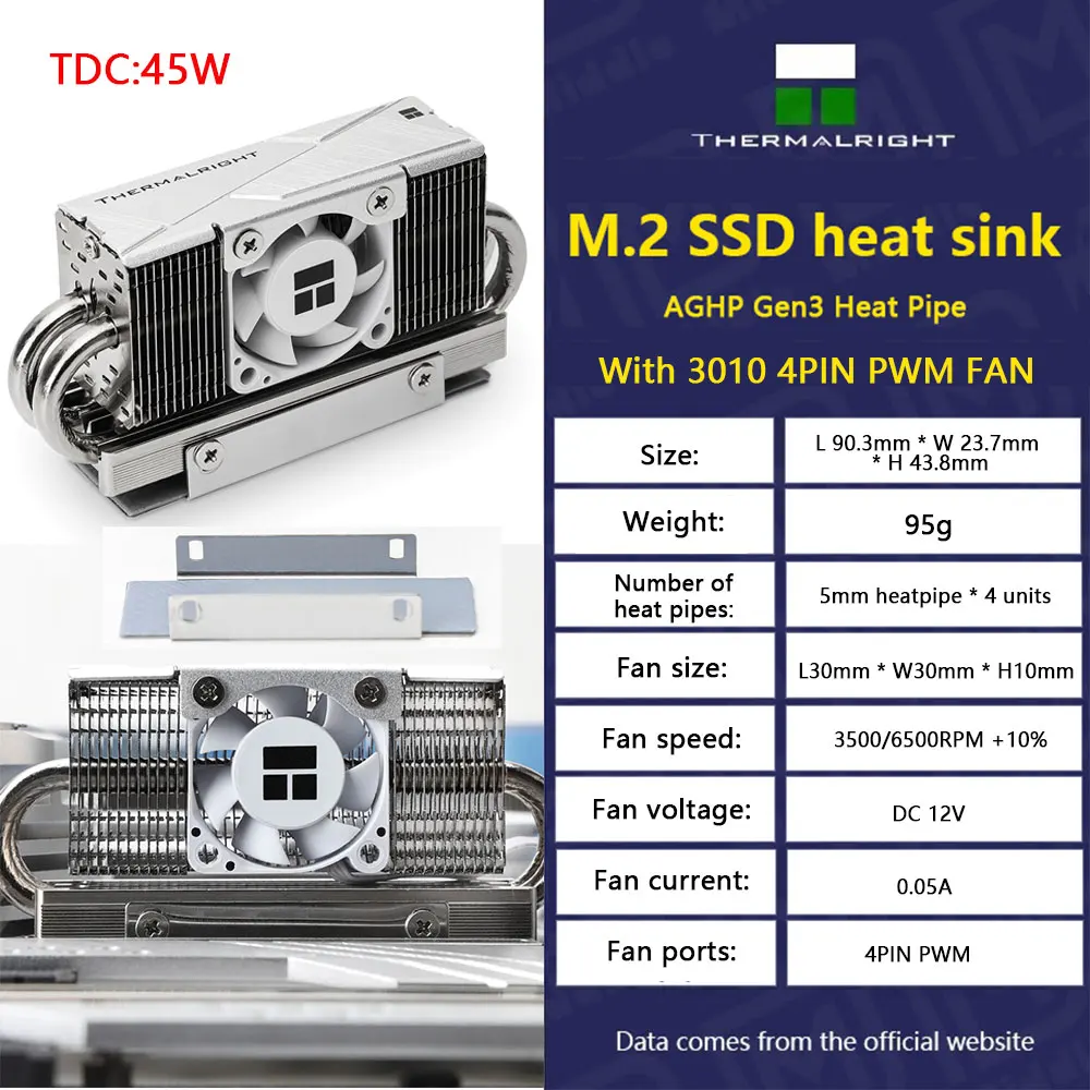Disipador M.2 NVMe Thermalright HR-10 2280 PRO con RGB y Ventilador PWM - imagen 5