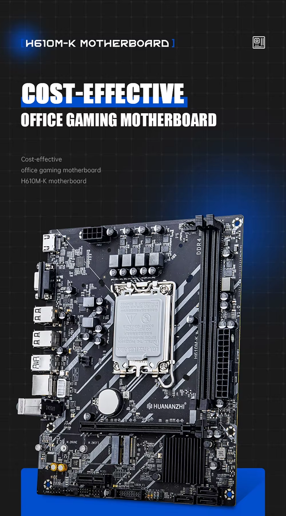 Placa base HUANANZHI H610 vista general