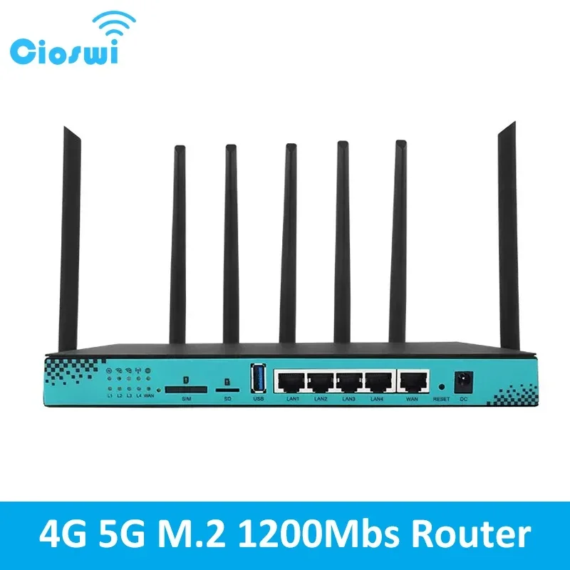 Enrutador 5G de 1200Mbps con ranura SIM M.2, WIFI inalámbrico, 2,4 GHz, 5GHz, módem de RM520N-GL 4 x RJ45, LAN, 16MB, 256MB, Openwrt, antena desmontable - imagen 2