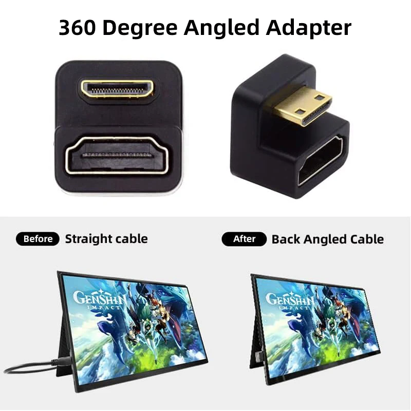 Adaptador Mini HDMI Macho a Hembra 8K 60 Hz Giratorio 180° - imagen 2