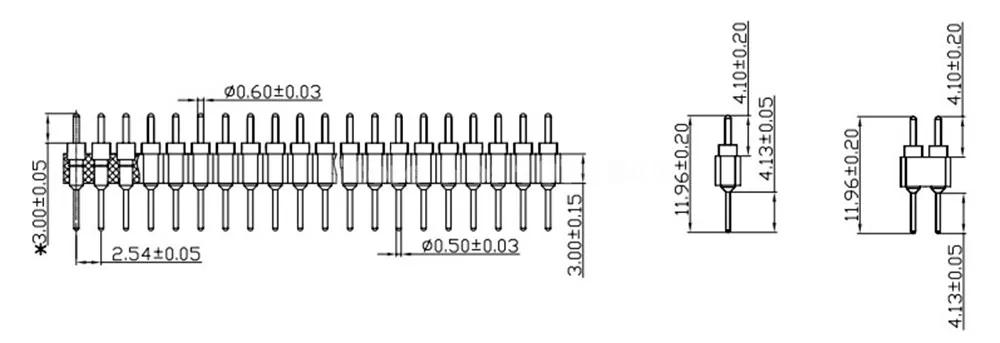 Conector de aguja round de 40 pines dorado