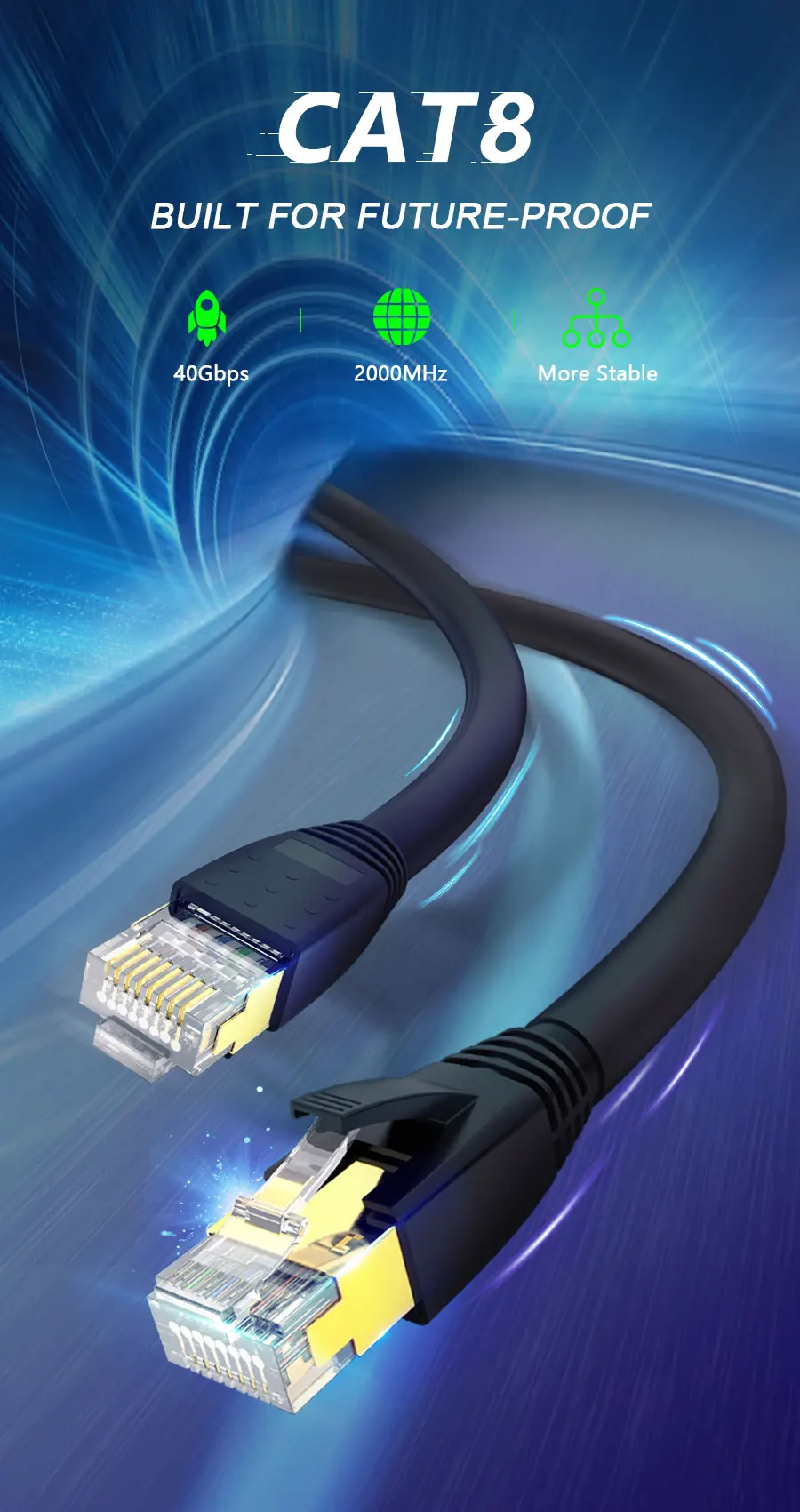 Cable Ethernet CAT8 40Gbps