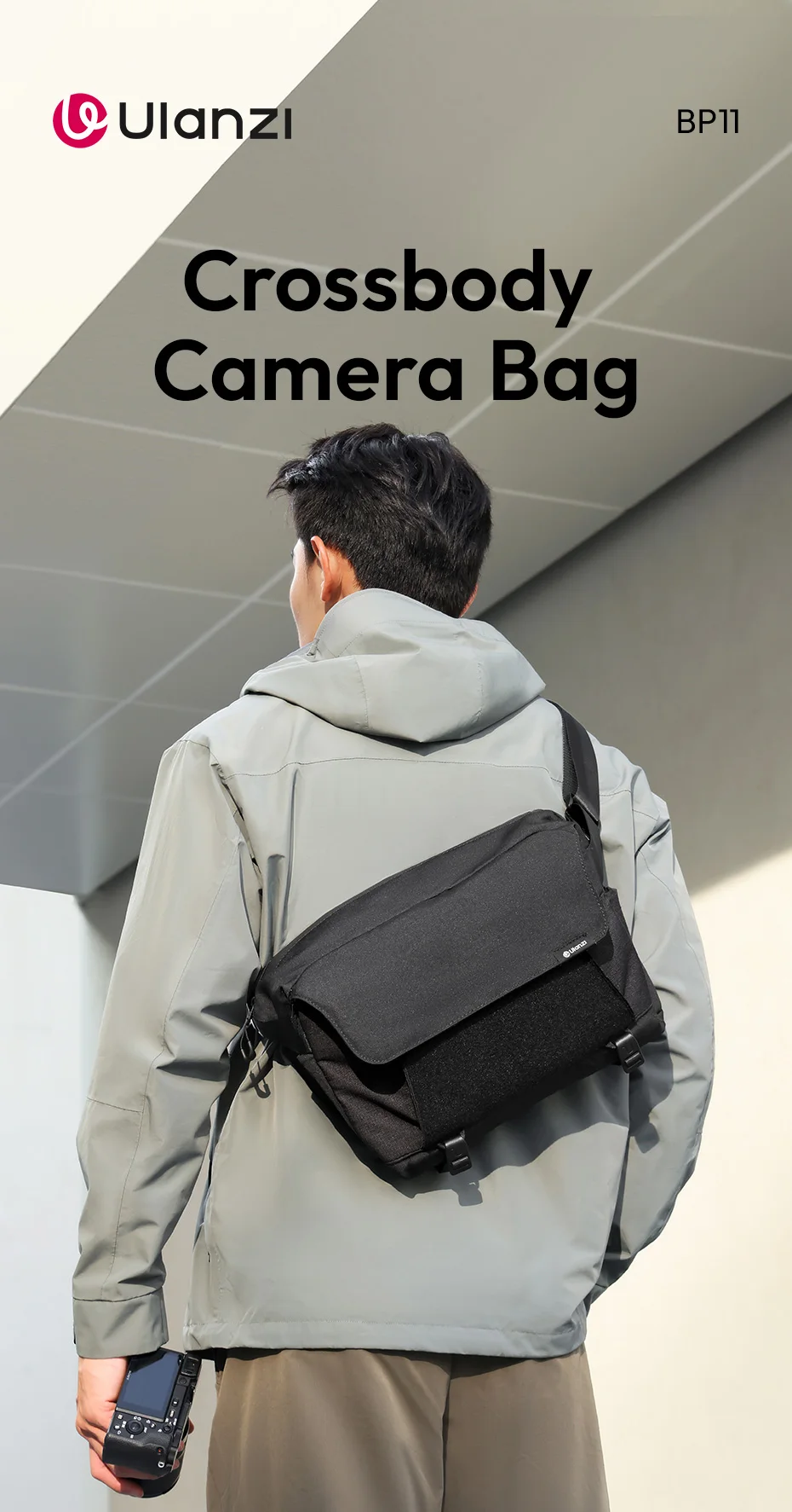 Bolso Ulanzi BP11 visto de frente con correa ajustable