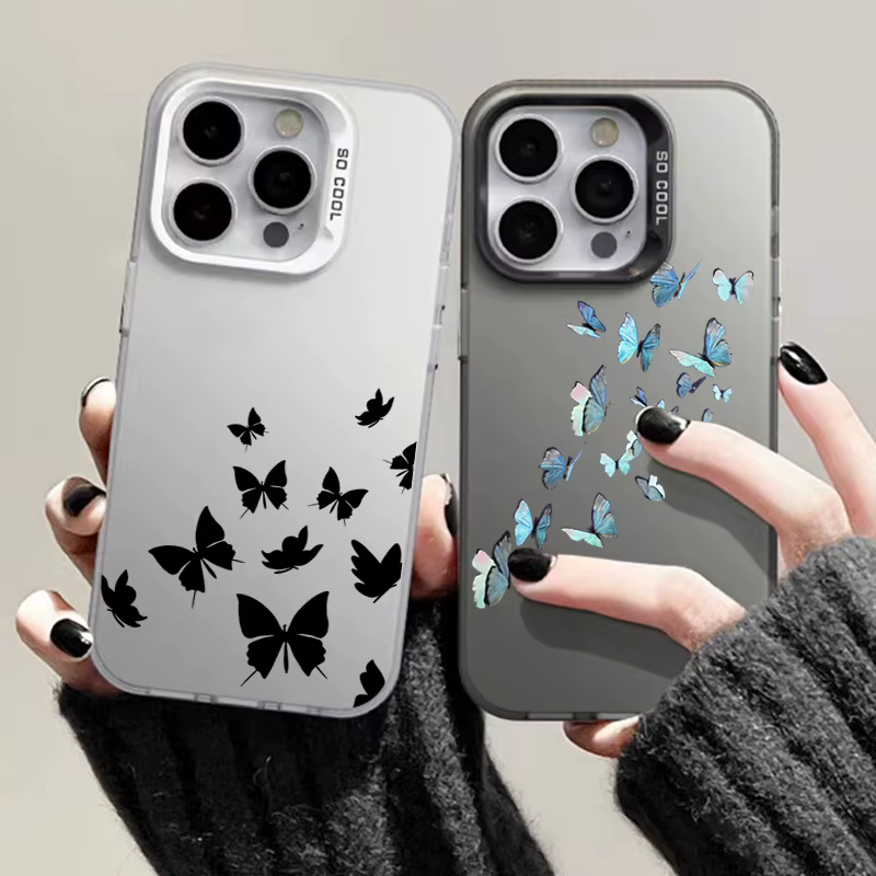 Funda chapada con dibujo de mariposa para móvil