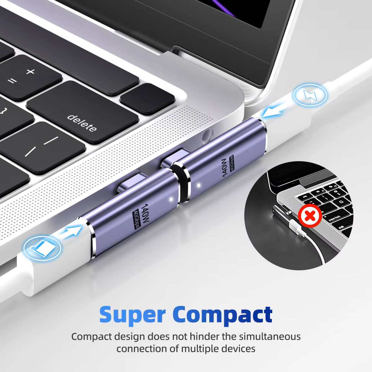 Adaptador Magnético USB-C USB4.0 40Gbps 8K/120Hz 140W - imagen 4