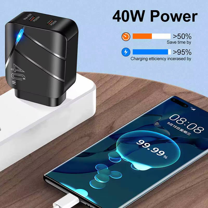 Cargador USB-C PD 40 W Doble Puerto de Carga Rápida - imagen 2