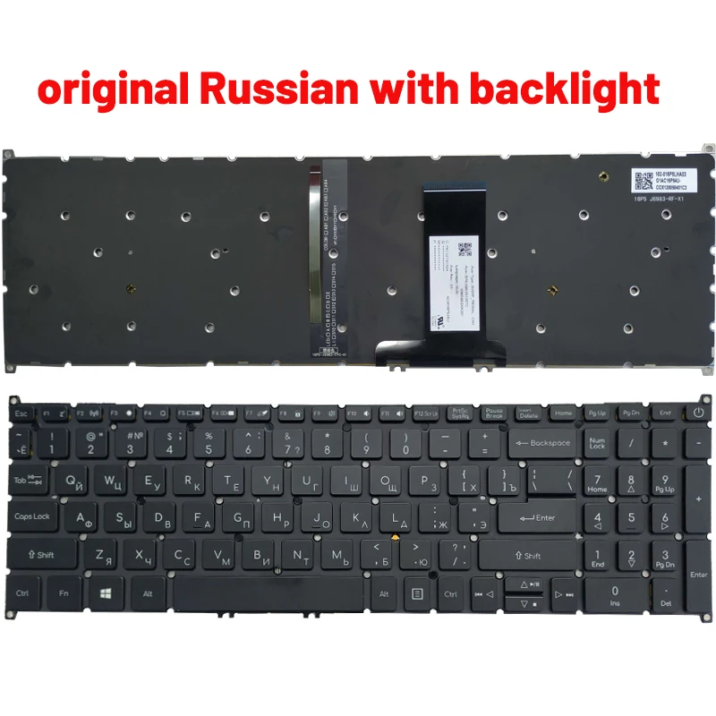Teclado negro sin marco para Acer Aspire 7 con distribución cirílica