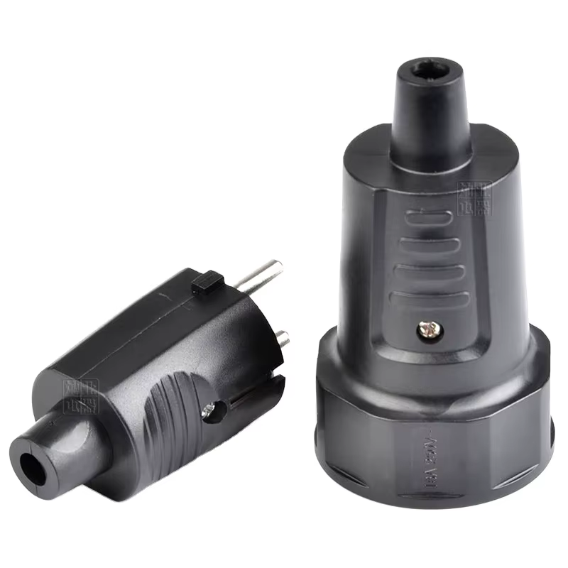 Conector Schuko vista detallada contactos
