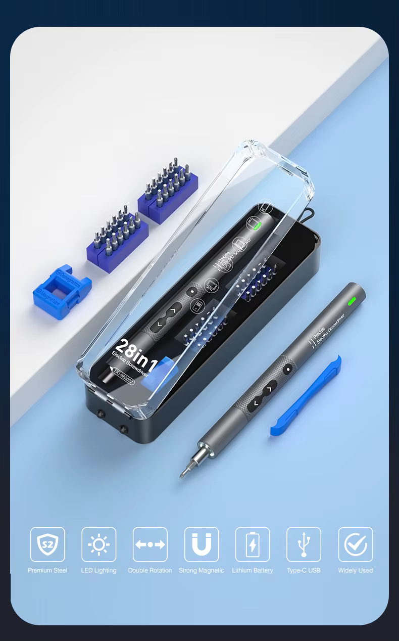 Vista del kit completo con estuche