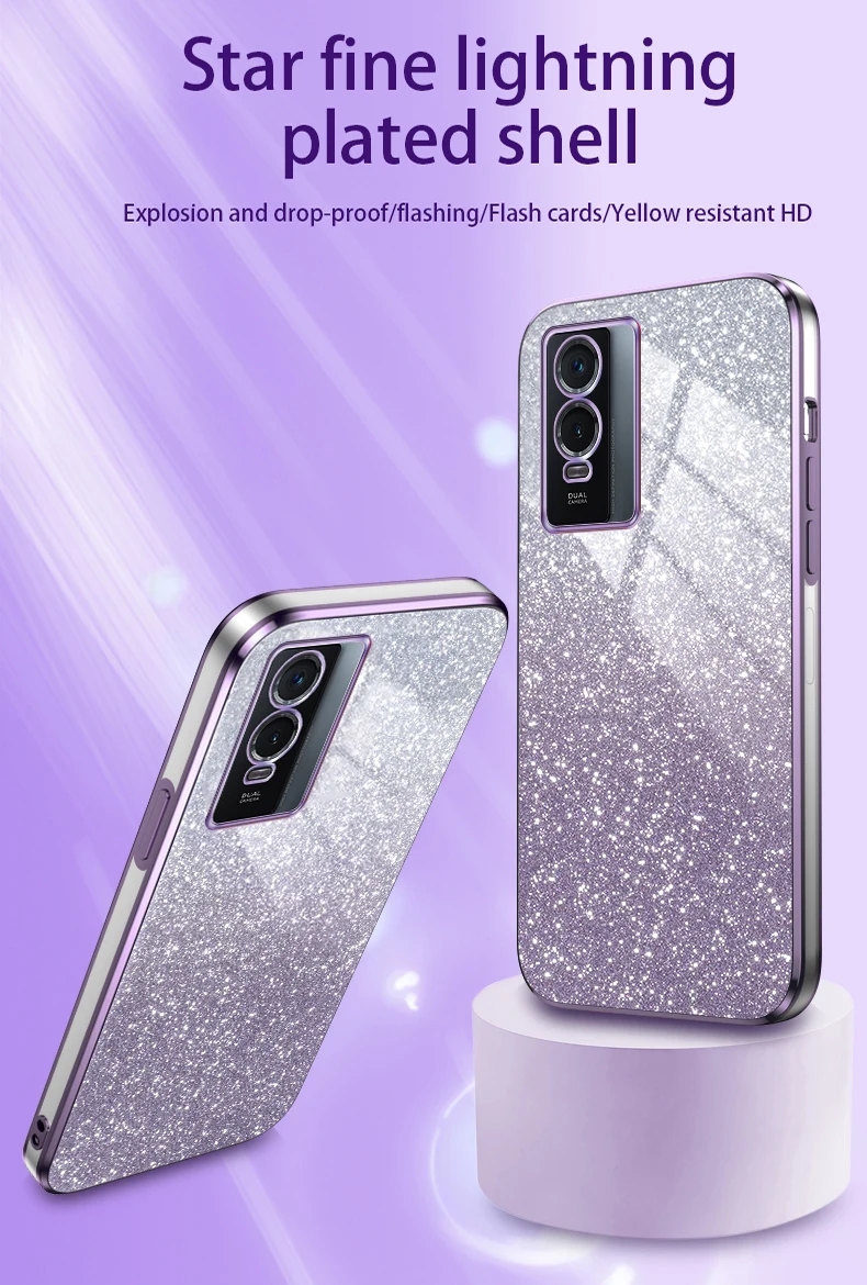 Vista frontal de la funda mostrando el brillo degradado