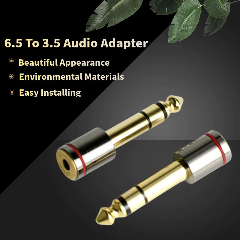 Adaptador de audio vista frontal mostrando conectores