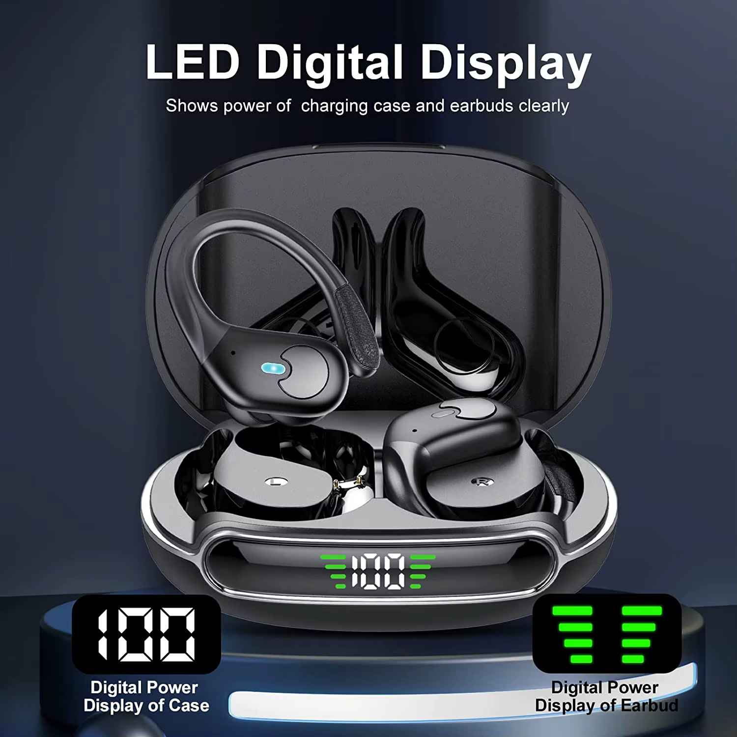 Estuche y auriculares BX30 con pantalla LED