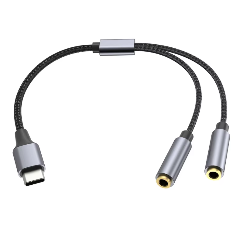 Adaptador USB-C a doble conector de 3,5mm