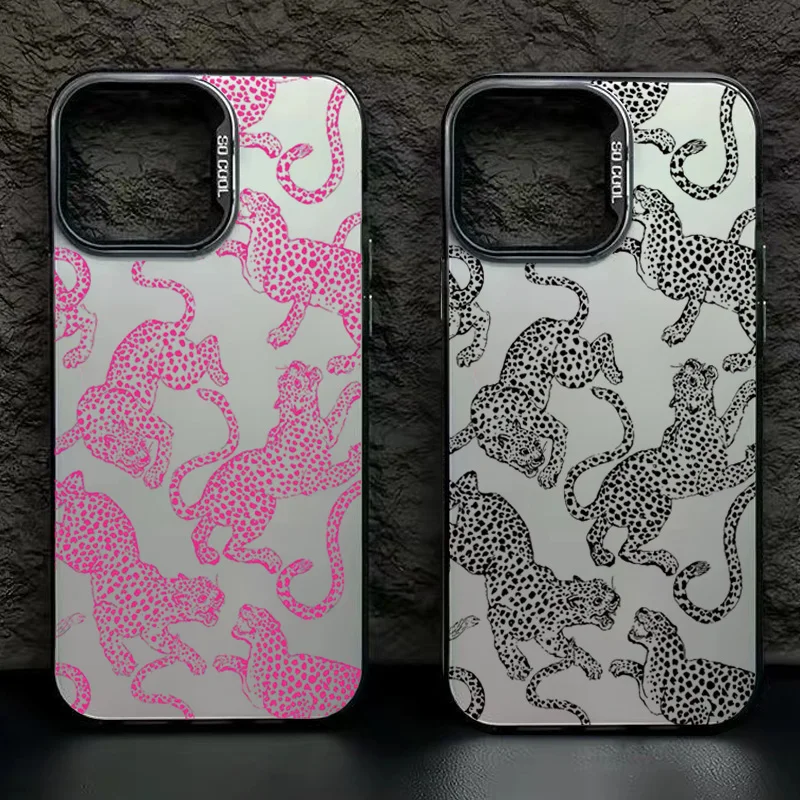 Funda de teléfono con estampado de leopardo vista frontal