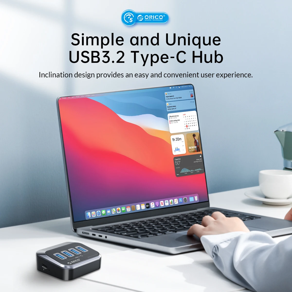 Concentrador USB Orico en escritorio