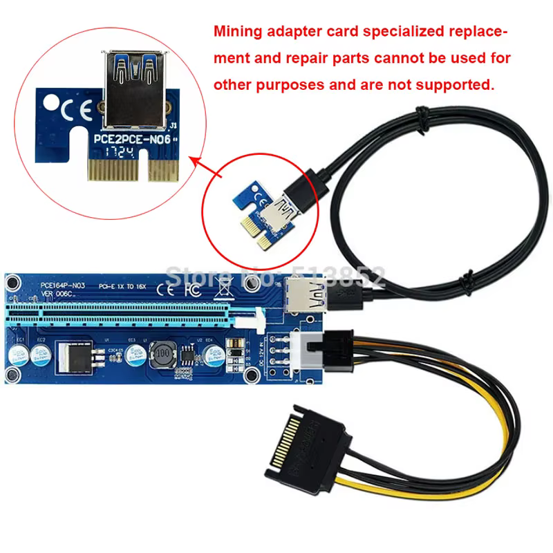 Adaptador PCIe 1X a 16X vista frontal