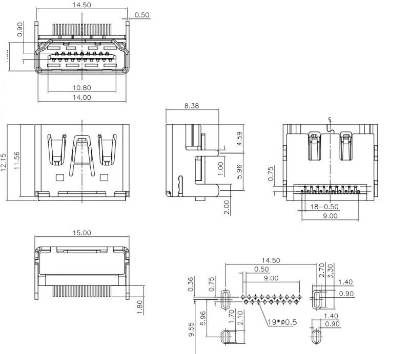 Detalle del conector USB-C