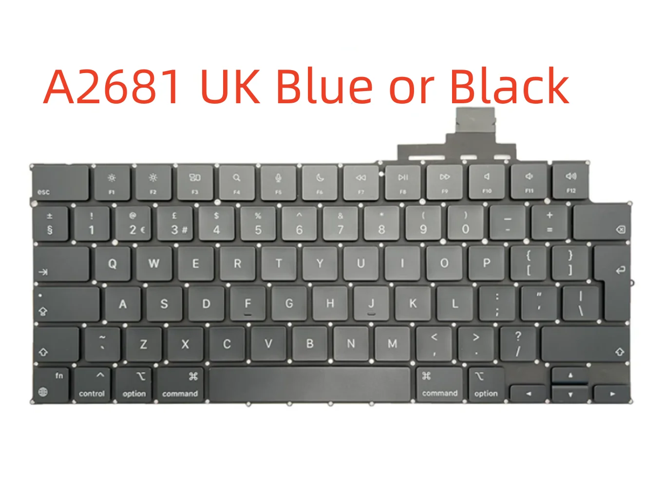 Vista frontal del teclado