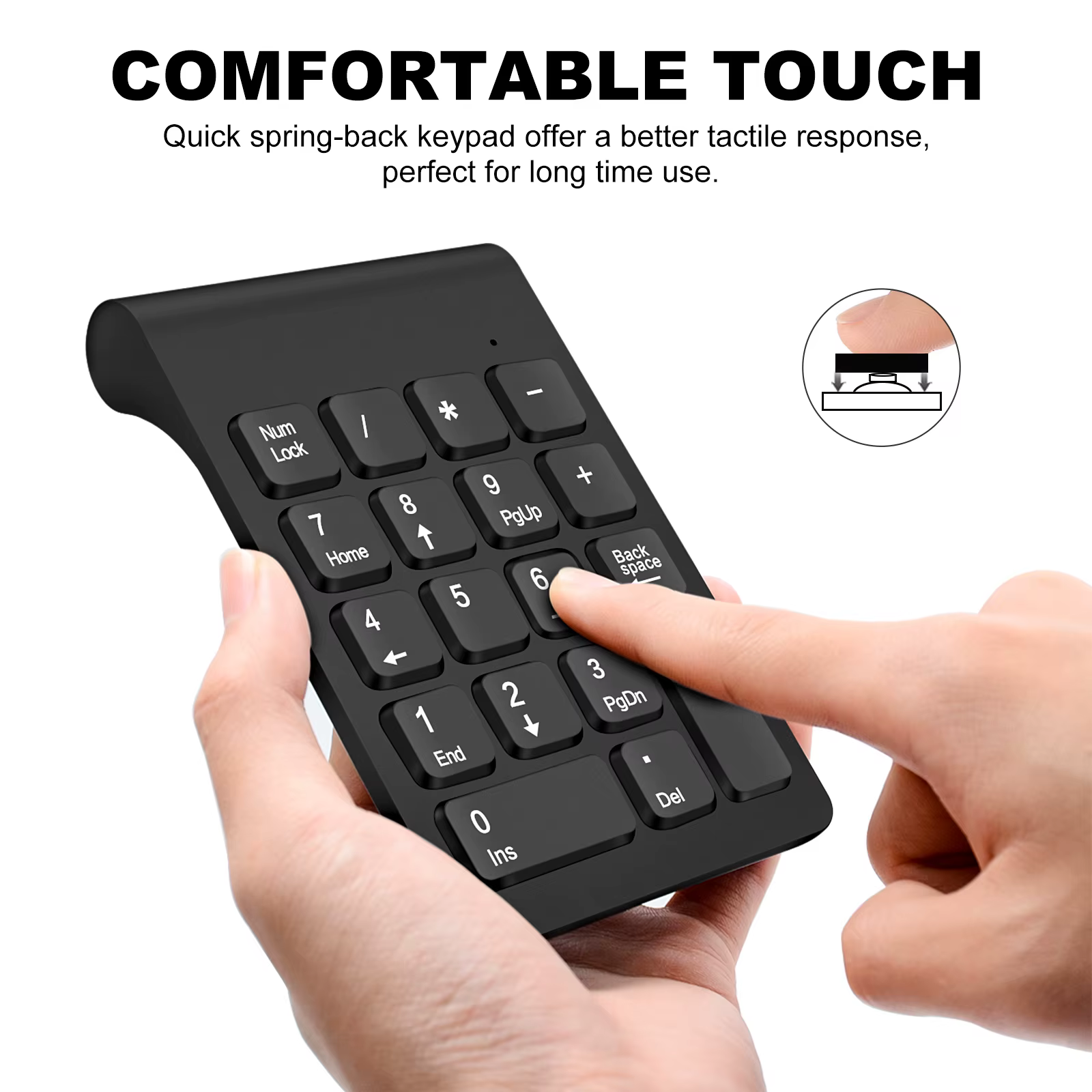 Teclado numérico Lefon en posición ergonómica