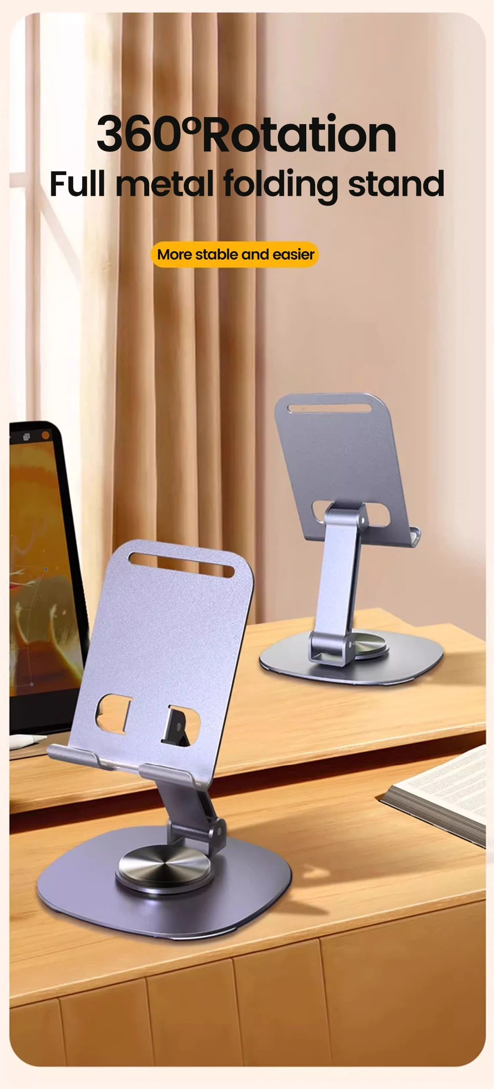 Soporte de teléfono móvil con brazo flexible en escritorio