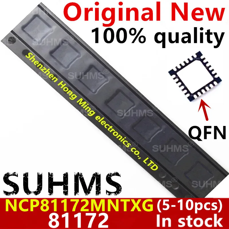 Vista frontal del chipset NCP81172MNTXG mostrando encapsulado QFN-24 y marcado del componente