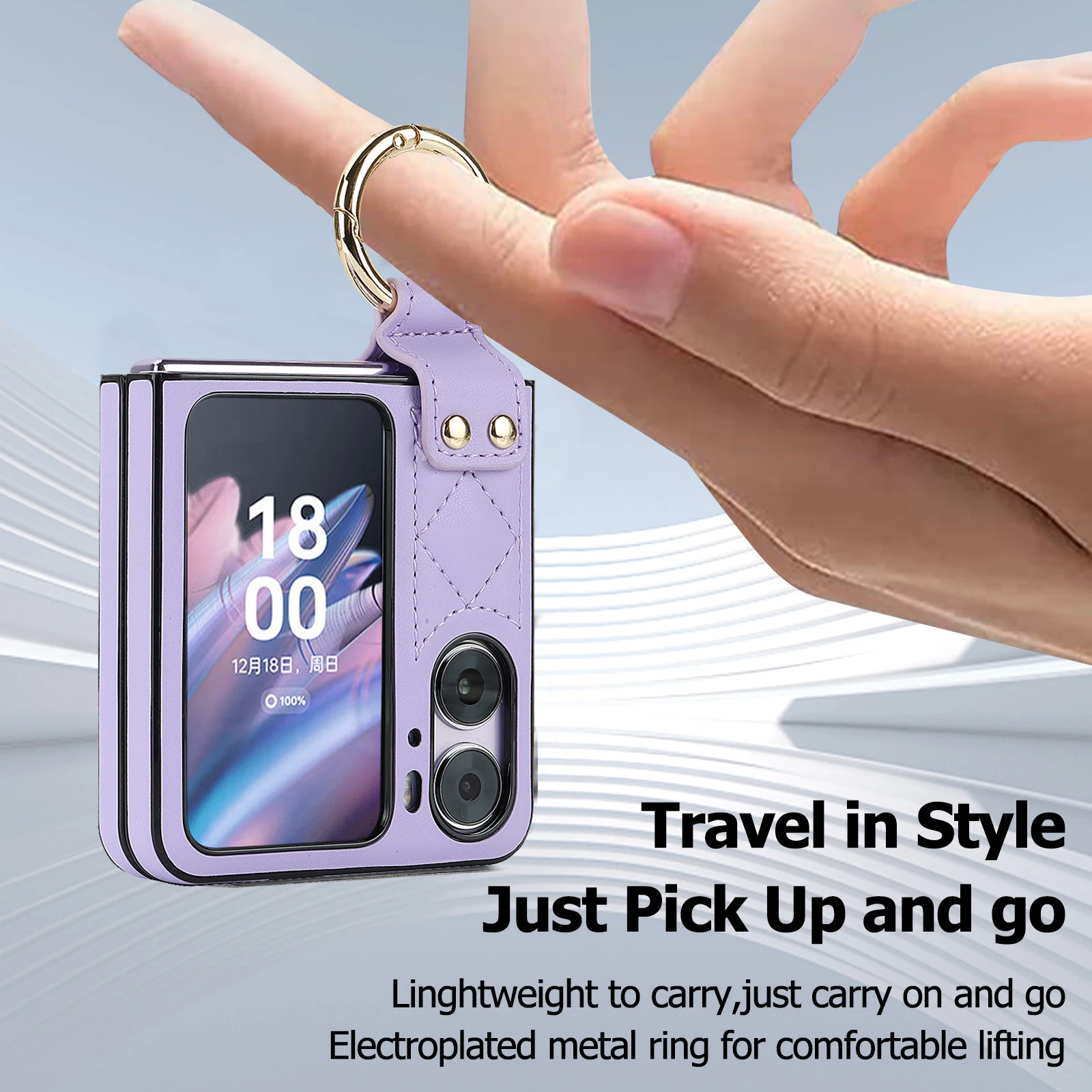 Funda Cuero OPPO Find N2 Flip 5G con Soporte Anillo Antigolpes - imagen 3