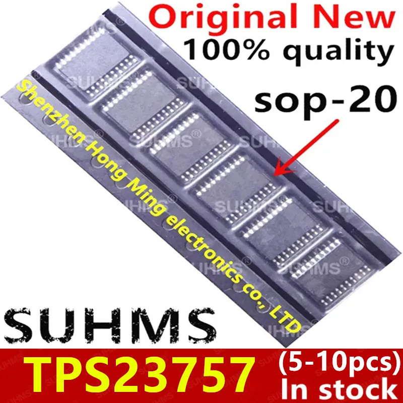 Vista del chipset TPS23757 en encapsulado SOP‑20