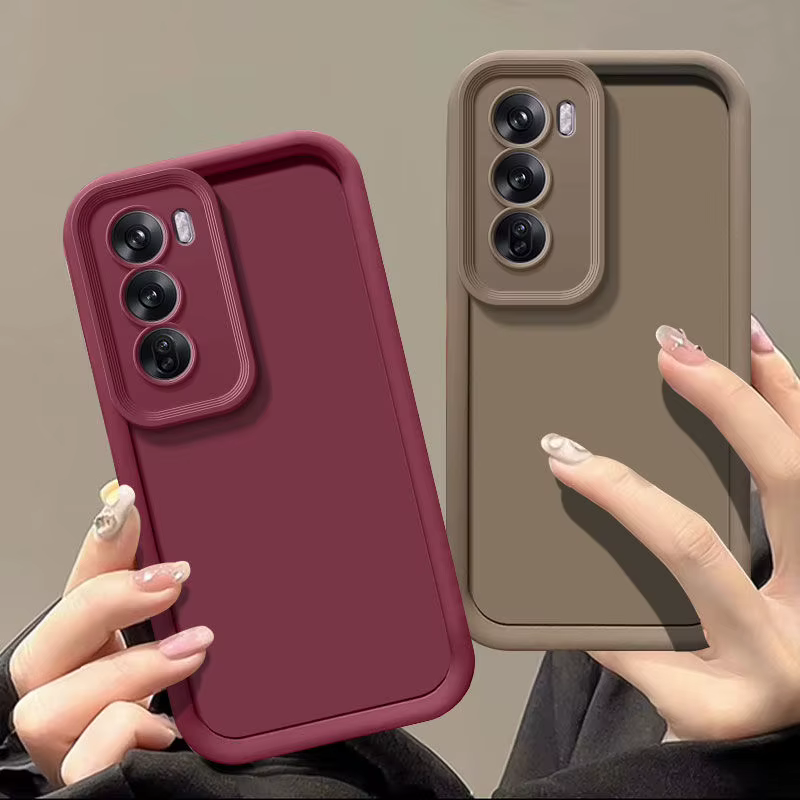 Funda negra de silicona TPU para OPPO Reno 12 y Reno 12 Pro