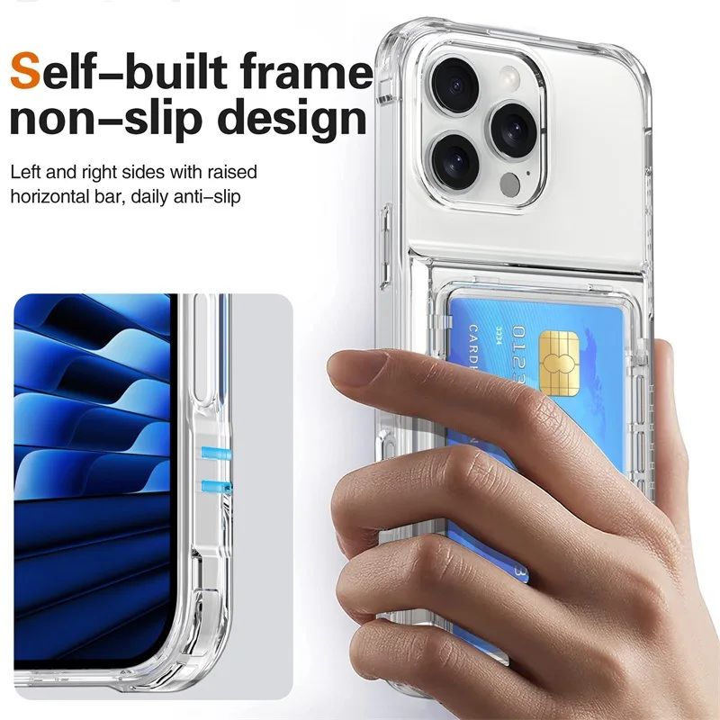 Funda Transparente para iPhone 16 Pro Max con Tapa Tarjetero - imagen 5