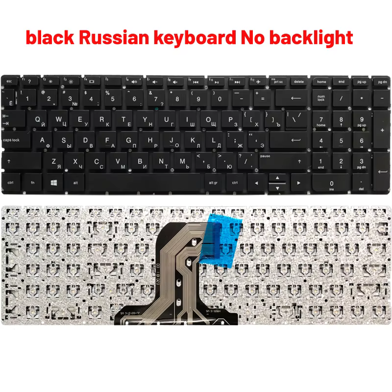 Teclado de portátil HP negro vista frontal
