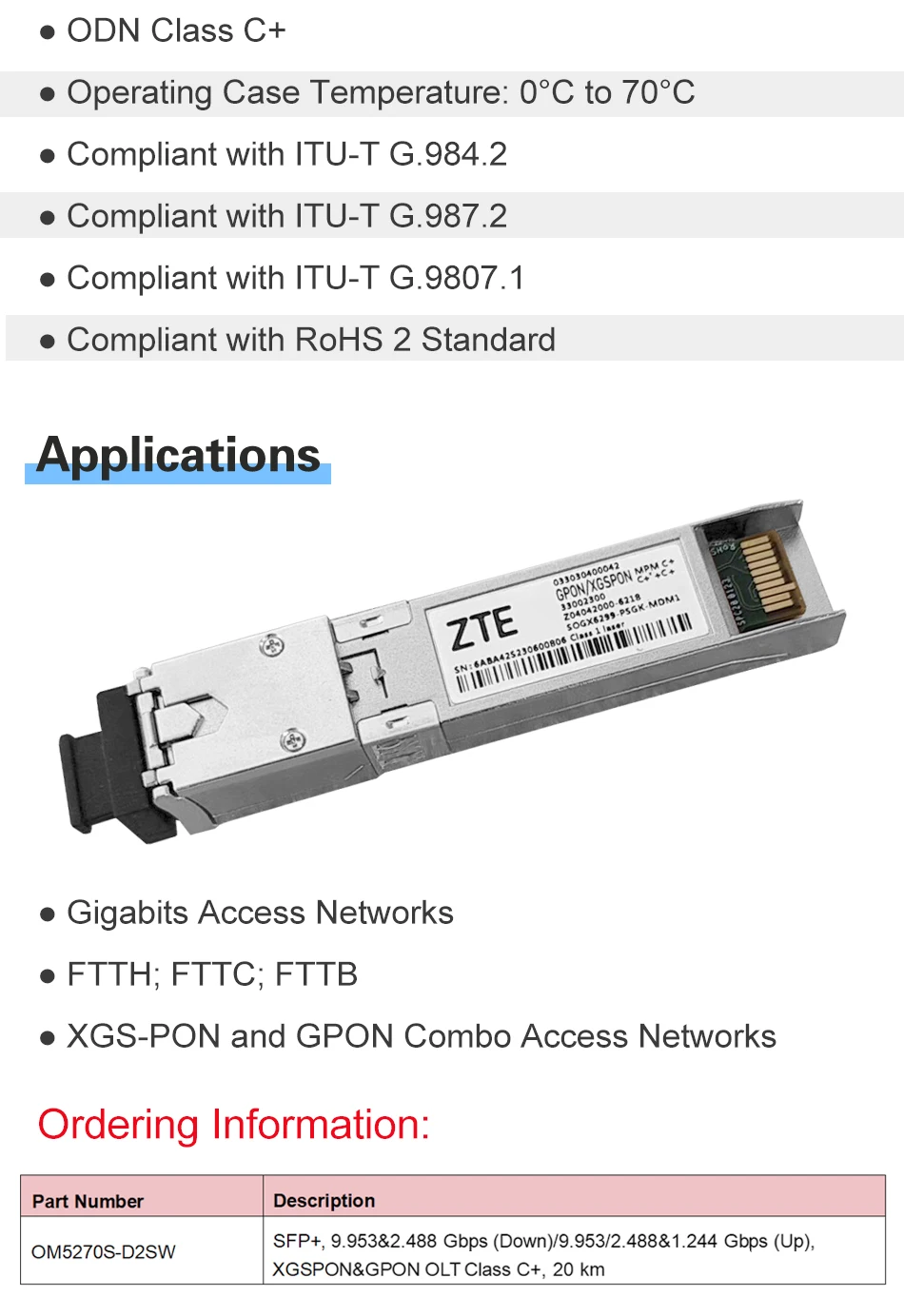 Vista del módulo transceptor instalado