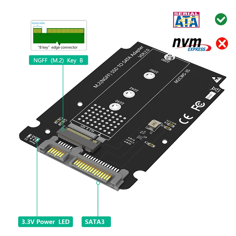 Adaptador M.2 SATA B-Key a 2.5 – Carcasa Aluminio - imagen 5