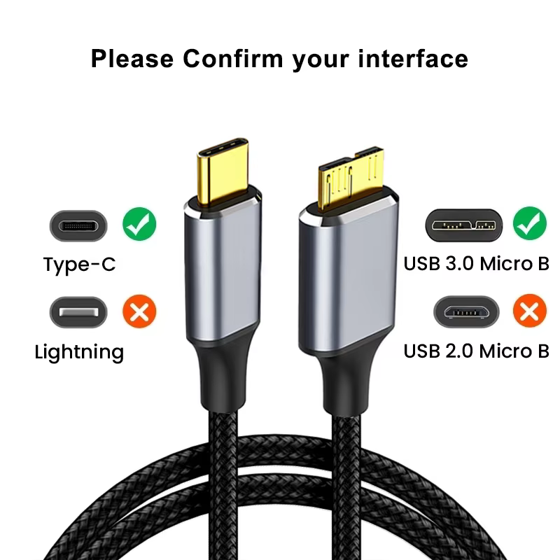 Cable Adaptador USB 3.0 Micro B a USB-C para Disco Duro Externo 5Gbps - imagen 3