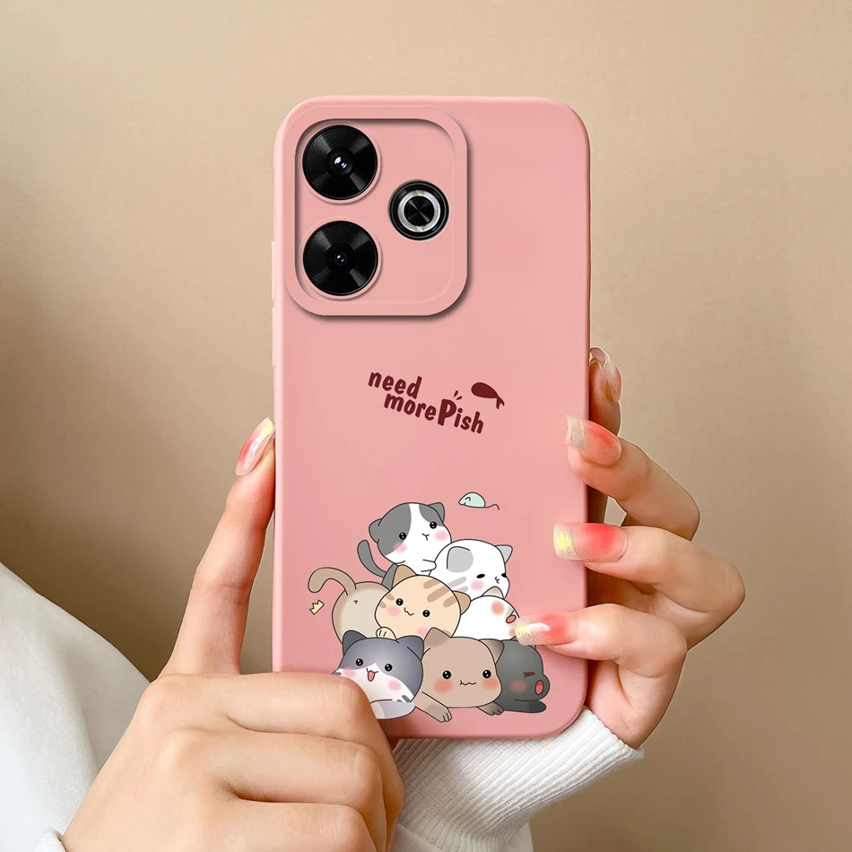 Funda POCO M6 Pro 4G/5G de silicona con diseño de gato - imagen 2