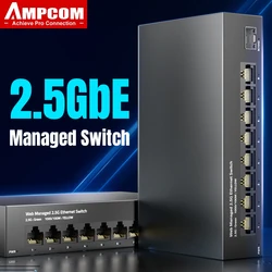 AMPCOM Switch gestionable 2,5 GbE de 8 puertos con 10G SFP+